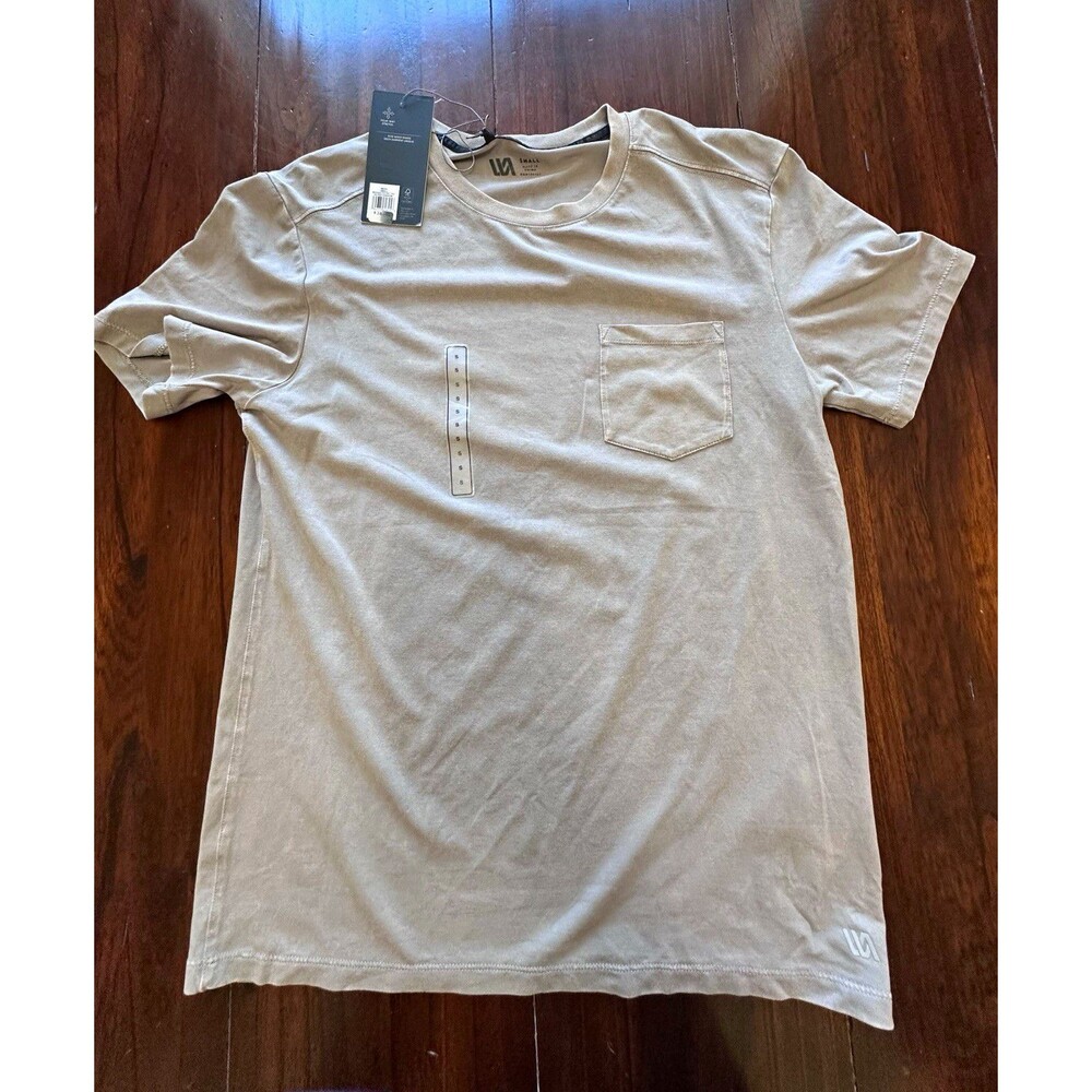 VRST Men's S Silver Shadow Solid Pocket Logo Stretch Crew Neck Short Sleeve Tee